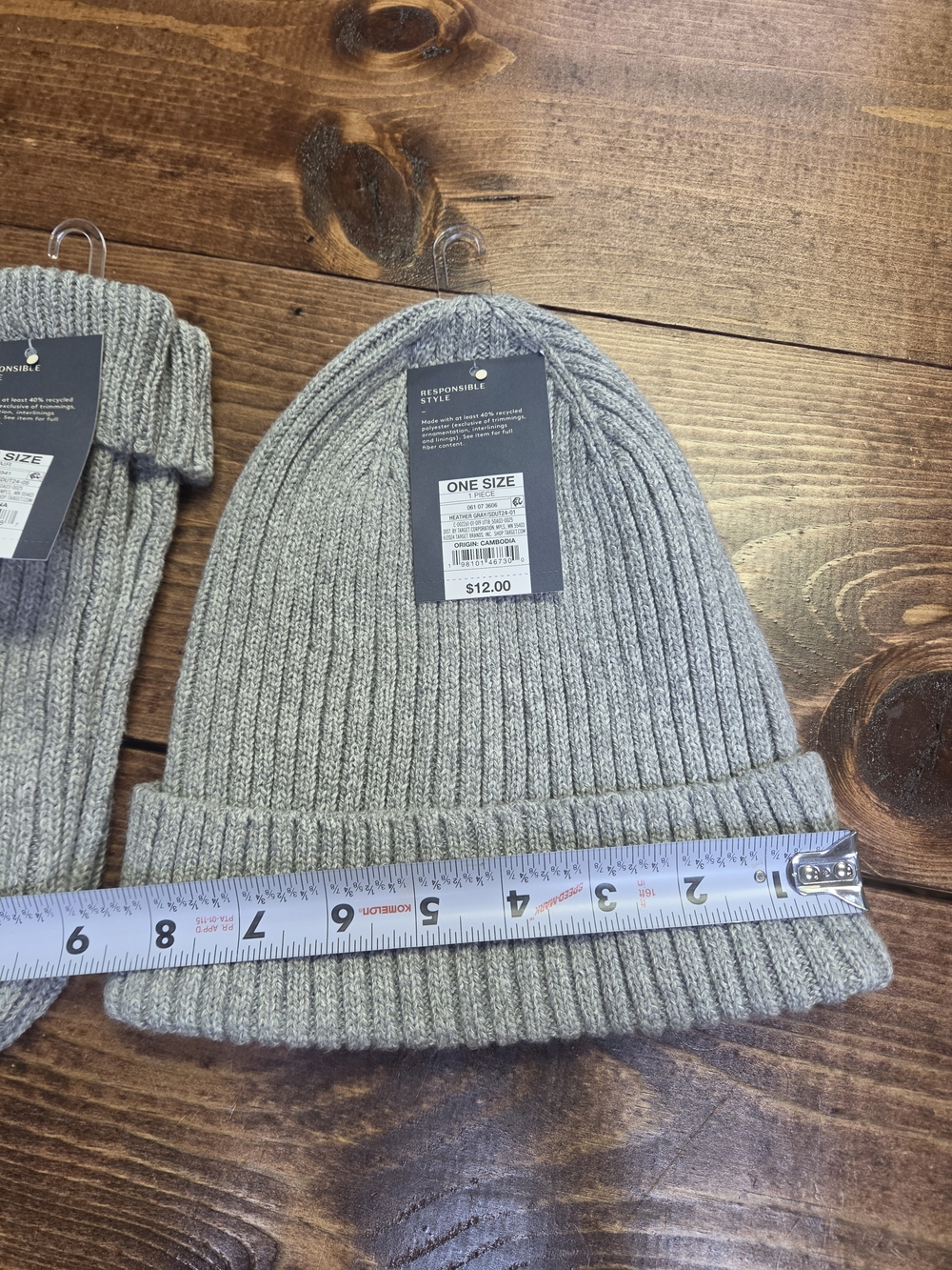 Universal Thread Gray Ribbed Knit Beanie & Mittens Set - Picture 7 of 7